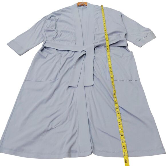 Eileen Fisher Boxy Robe Womens S/M Blue Organic Cotton Sleepwear Loungewear - Picture 12 of 12